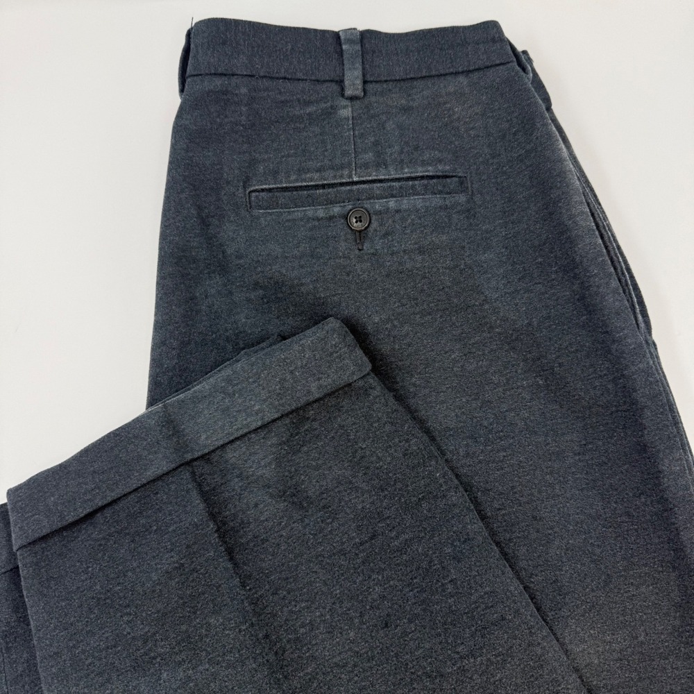 Brooks Brothers Elliot Mens Gray Pleated Cuffed Knit Trousers 42x34 Fits 40x29